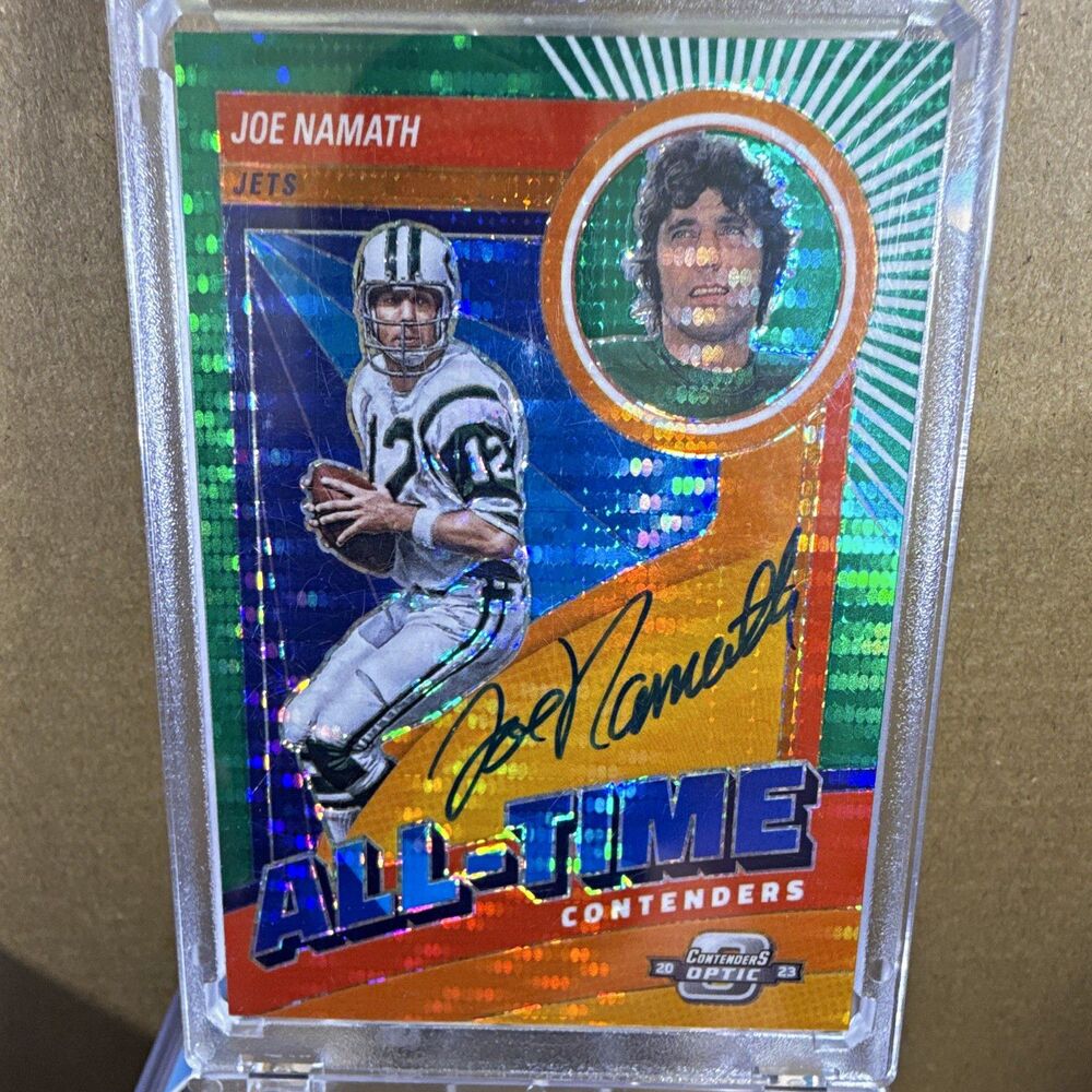 2023 Panini Contenders Optic Joe Namath Jets All-Time Auto Green Pulsar /20